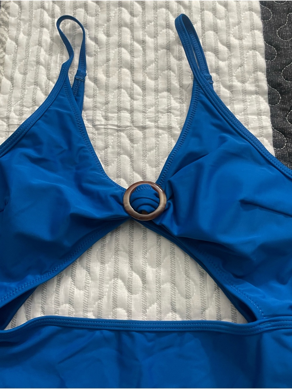 Amazon Royal Blue One-Piece Swimsuit with Front Ring Cutout NWOT - L - Picture 2 of 5